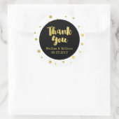 白黒金ゴールド紙吹雪結婚式の引き出物ラベル ラウンドシール (バッグ)