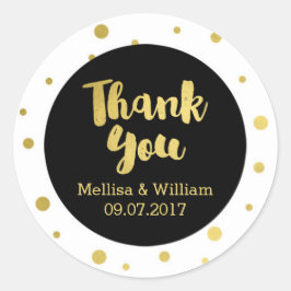 白黒金ゴールド紙吹雪結婚式の引き出物ラベル ラウンドシール