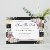 白黒金ゴールド紙吹雪赤面結婚フローラ セーブザデート (スタンド正面)