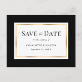 白黒金ゴールド結婚式の日付の保存 案内ポストカード (正面)
