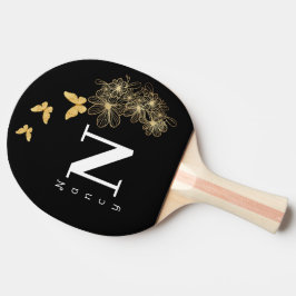 白黒金ゴールド花蝶ミニマル 卓球ラケット