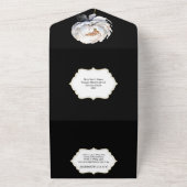 白黒金ゴールド蝶の牡丹結婚花 オールインワン招待状 (外側)