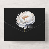 白黒金ゴールド蝶の牡丹結婚花 オールインワン招待状 (裏面)