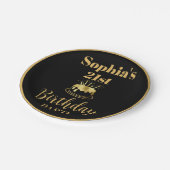 白黒金ゴールド誕生日カスタム ペーパープレート (アングル)