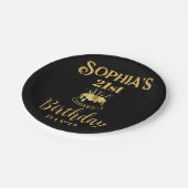 白黒金ゴールド誕生日カスタム ペーパープレート (アングル)