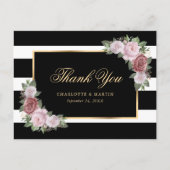 白黒金ゴールド赤面ピンクフローラありがとう ポストカード (正面)