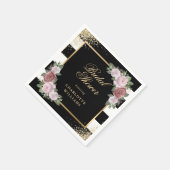 白黒金ゴールド赤面ピンクフローラブライダルシャワー スタンダードカクテルナプキン (角)