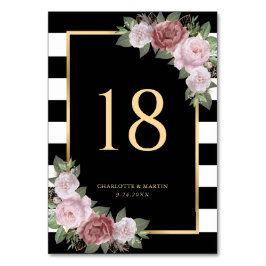 白黒金ゴールド赤面フローラテーブル番号カード テーブルナンバー