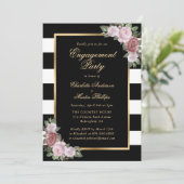 白黒金ゴールド赤面フローラ婚約パーティ 招待状 (スタンド正面)