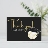 白黒金ゴールド野球卒業ボールキャップ サンキューカード (スタンド正面)