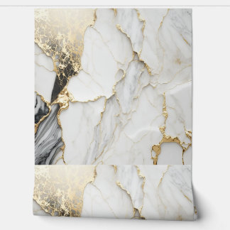 白黒金ゴールド静脈大理石 壁紙