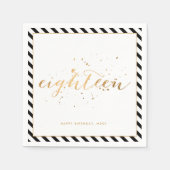 白黒金ゴールド18thバースデーパーティー スタンダードカクテルナプキン (正面)