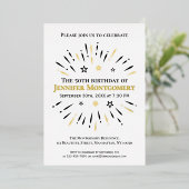 白黒金ゴールド50th誕生日パーティー花火 箔招待状 (立ち正面)