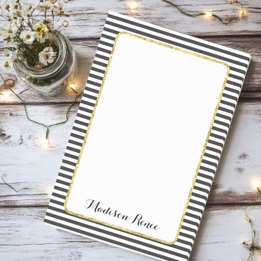 白黒金ストライプ箔フレームモノグラム ポストイット