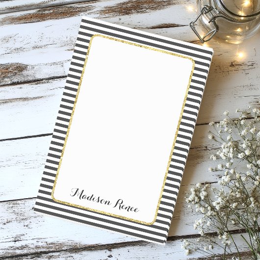 白黒金ストライプ箔フレームモノグラム ポストイット