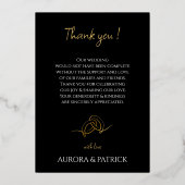 白黒金結婚箔の写真サンキューカード 箔招待状 (裏面)