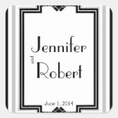 白黒銀アールデコフレーム封筒用シール スクエアシール (正面)