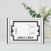 白黒銀アールデコフレーム応答カード 出欠カード (スタンド正面)