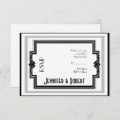 白黒銀アールデコフレーム応答カード 出欠カード (正面/裏面)