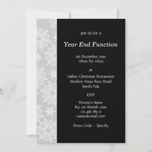 白黒銀クリスマスのテーマパーティー 招待状 (裏面)