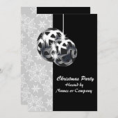 白黒銀クリスマスのテーマパーティー 招待状 (正面/裏面)