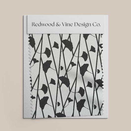 白黒銀杏の葉紋様 ファブリック