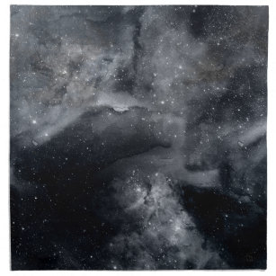 白黒銀河系絵画星雲 ナプキンクロス
