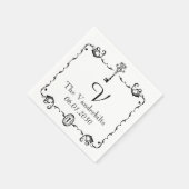 白黒鍵モノグラム結婚ズ スタンダードカクテルナプキン (角)