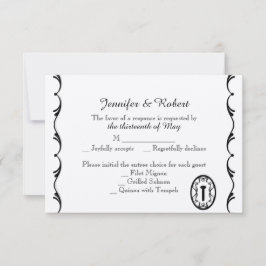 白黒鍵結婚の応答カード 出欠カード