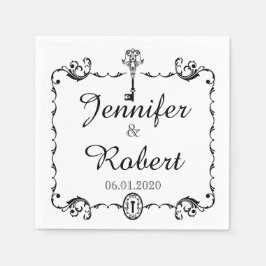 白黒鍵結婚ナプキン スタンダードカクテルナプキン