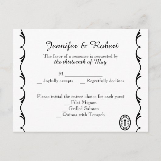 白黒鍵RSVPポストカード インビテーションポストカード (正面)