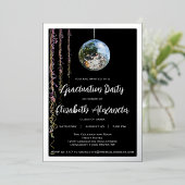 白黒鏡ボール卒業 箔招待状 (立ち正面)