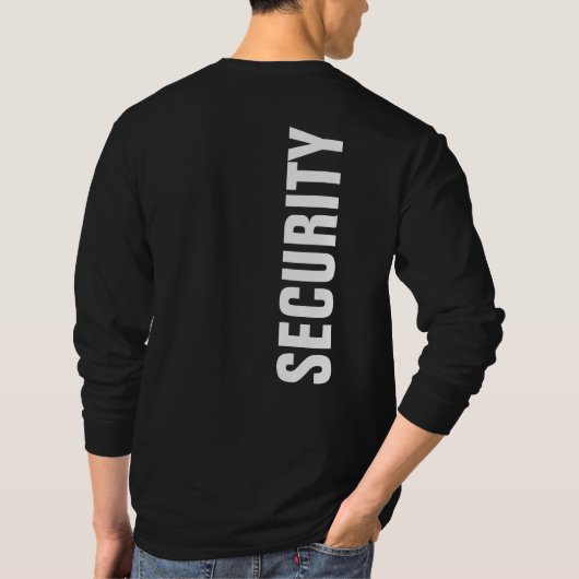 白黒長袖テンプレートセキュリティメニュー Tシャツ (裏面)