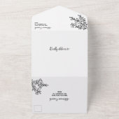 白黒開花ブランチ写真結婚ズ オールインワン招待状 (外側)