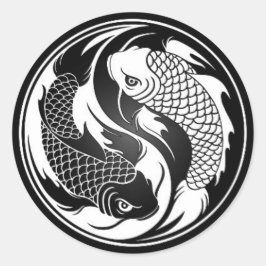 白黒陰陽コイ魚 ラウンドシール