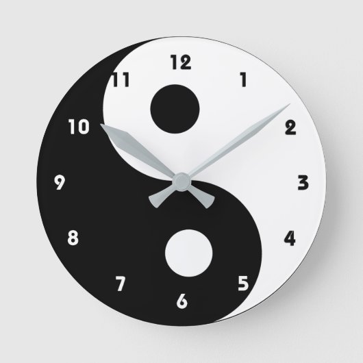 白黒陰陽トレンディー ラウンド壁時計 (正面)