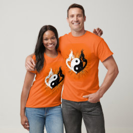 白黒陰陽ドラゴン – オレンジ Tシャツ