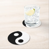 白黒陰陽記号 ラウンドペーパーコースター (インサイチュ)