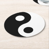 白黒陰陽記号 ラウンドペーパーコースター (アングル)