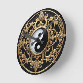 白黒陰陽記号 ラウンド壁時計 (傾斜)