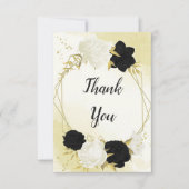 白黒離れ花結婚金ゴールド サンキューカード (正面)