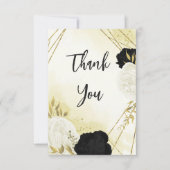 白黒離れ花結婚金ゴールド サンキューカード (正面)