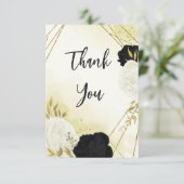 白黒離れ花結婚金ゴールド サンキューカード (スタンド正面)