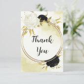 白黒離れ花結婚金ゴールド サンキューカード (スタンド正面)