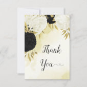 白黒離れ花結婚金ゴールド サンキューカード (正面)
