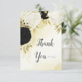 白黒離れ花結婚金ゴールド サンキューカード (スタンド正面)