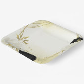 白黒離れ花結婚金ゴールド ペーパープレート (傾斜あり)