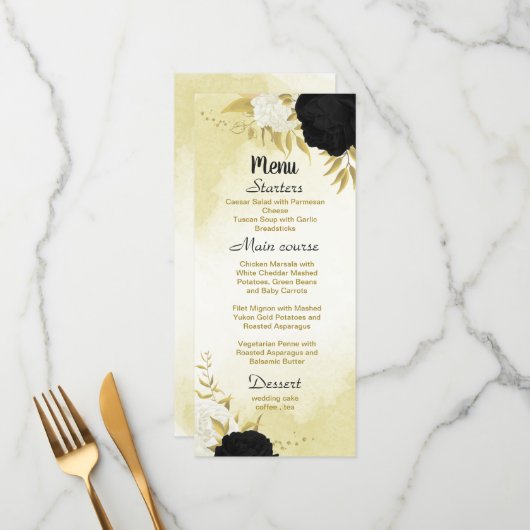 白黒離れ花結婚金ゴールド メニュー (正面/裏面インサイチュ)