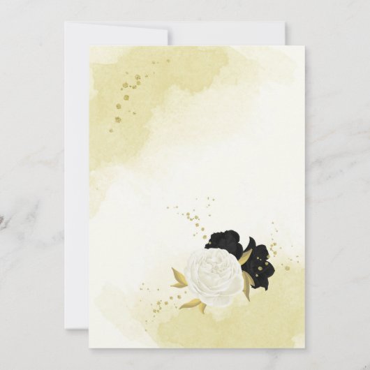 白黒離れ花結婚金ゴールド 招待状 (裏面)