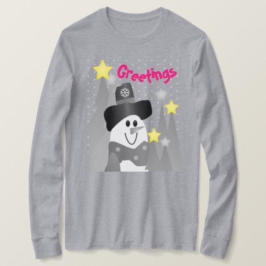 白黒雪だるま Tシャツ (デザイン正面)